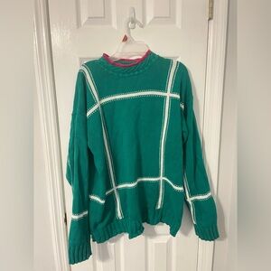 Vintage Green 100% Cotton Mock Neck Vintage Sweater